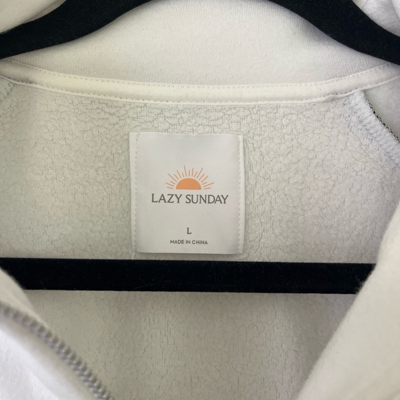 Lazy Sunday Cropped Quarter Zip Pullover Sweatshirt | White, Black | L - Picture 7 of 9